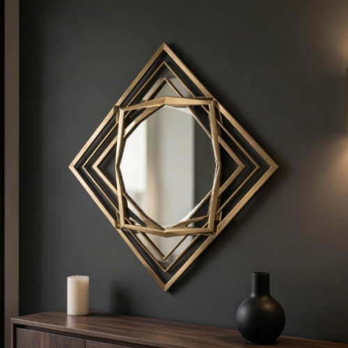 Geometric Metal Frame Wall Mirror